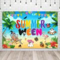 Banner de Fondo de Fiesta de Halloween de Verano Playa Esqueleto Decoracion Foto - SBJ-008 / 95x75cm