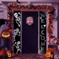 Gruselige Halloween-Banner für die Veranda mit Skelett-Motiven und Willkommens-Schriftzug - Skelett Willkommen Stil (SDL-003) / 30x150cm