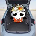 Halloween skull cupcake car trunk decoration banner for trunk or treat party backdrop - Skeleton Cupcake (YX-006) / 60x60cm