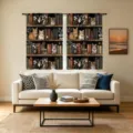 Vintage library bookshelf cat print short curtains for cozy farmhouse living room decor - Cat and Bookshelf Style (CL-003) / 66x91cm