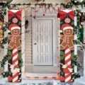 Christmas gingerbread man porch banners for outdoor holiday party decoration. - Gingerbread Man & Bow (SDL-004) / 30x150cm