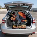 Halloween car trunk decoration banner with spooky skeleton witch and pumpkin theme - Skeleton Wizard (YX-001) / 60x60cm