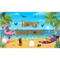 Summer Halloween party background cloth banner beach skeleton photography backdrop decoration - 95x75cm