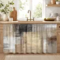 Kitchen cabinet half curtain with earthy abstract oil painting style print - 140x82cm / Earthy Abstract Texture (X-001)