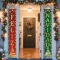 Festive red and green Feliz Navidad Christmas porch banners for holiday door decor - Spanish Red Green Mix (SDL-002) / 30x150cm