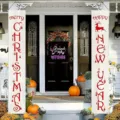 Vertical Christmas and New Year porch banners for festive front door holiday decoration - 30x150cm / SDL-009