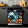 Εορταστικό αυτοκόλλητο πλυντηρίου πιάτων Halloween με κολοκύθες και σκοτεινό κάστρο - 58.5x66cm (Μαγνήτες στις Τέσσερις Γωνίες ή Velcro) / Νύχτα Κολοκύθας στο Κάστρο (XYJT-001)