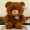 Lindo oso de peluche marrón con un diseño único de insignia giratoria en forma de corazón - Marrón / 25cm