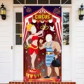 Vibrant carnival circus tent photo booth backdrop banner for festive party decorations - Circus Characters Style (YX-002) / 90x180cm