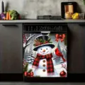 Festive Christmas snowman dishwasher door sticker for kitchen holiday decoration - XYJT-006