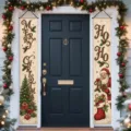 Vintage Christmas door banners with Merry Christmas and Santa design for porch - Retro Letter Style (SDL-006) / 30x150cm