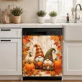 Autumn gnomes and pumpkins magnetic dishwasher cover for seasonal kitchen decor - Autumn Gnomes and Pumpkins Pattern (XYJT-004) / 58.5x66cm (Waterproof Polyester Fabric Four Corner Magnets)