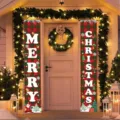 Christmas porch banners with red green plaid and Merry Christmas text decoration - 30x150cm / SDL-007