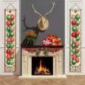 Festive Christmas porch banners with red and green ornament patterns for home decor - 30x150cm / SDL-008