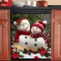 Christmas dishwasher magnet cover with cute snowman print for kitchen holiday decor - XYJT-009