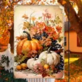 Vibrant autumn garden flag featuring harvest pumpkins and florals for outdoor lawn decor - Q-001款式 / 30x45cm