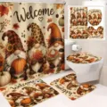 Thanksgiving bathroom set with gnomes and pumpkins autumn shower curtain decor - Single Shower Curtain 90x180cm / YL-007