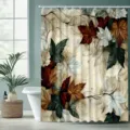 Vintage-Duschvorhang mit herbstlichem Ahornblatt-Muster in einem modernen Badezimmer - Einzelner Duschvorhang (90x180cm) / Herbstzweige (YL-003)