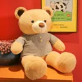 Large plush teddy bear wearing a cozy grey knitted sweater, perfect gift for children - Blue / 100cm