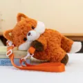 Cute and soft plush fox-shaped crossbody bag featuring an adjustable orange shoulder strap - 28cm / Animal Pack Fox