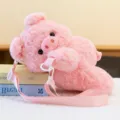 Adorable pink plush pig shaped backpack for girls featuring soft fur and adjustable straps - 28cm / Animal Pack Pig
