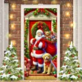 Festive Santa Claus and puppy outdoor door banner for Christmas party decoration. - 90x180cm / Santa Golden Retriever Style (ML-002)