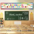 Grande striscione spagnolo di bentornato a scuola per decorazione della classe - Benvenuto Spagnolo (SHF-001)