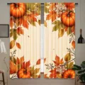 Thanksgiving autumn harvest curtain with vintage pumpkin and maple leaf print for home. - 2-Piece Set / Harvest Pumpkin Style (CL-002) / 66x91cm