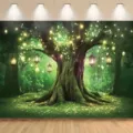Dreamy enchanted forest backdrop for magical fairy tale photography and party decor - 95x75cm