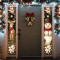 Pair of festive Christmas door banners featuring reindeer and snowman holiday designs - Reindeer and Snowman Couplet (SDL-009)
