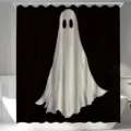 Halloween cartoon ghost shower curtain with black background for bathroom decor - Single Shower Curtain 90x180cm / Style YL-003