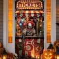Vintage scary clown ticket booth Halloween door banner for spooky party decor - Scary Clown (ML-003) / 90x180cm