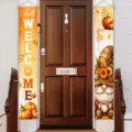 Decorative autumn harvest porch banners with pumpkin gnome and Fall Welcome lettering - Gnome Pumpkin Style(SDL-004) / 30x150cm