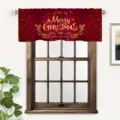 Christmas valance red window curtain with gold glitter merry christmas festive decor for kitchen - CM-008