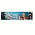 Festive Merry Christmas banner with Santa Claus and snowman print for party decoration - Winter Snow Night Scene (SHF-001) / 30x120cm