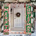 Festive green Merry Christmas porch banners with candy cane patterns for front door - Candy English Couplet (SDL-003) / 30x150cm / Green
