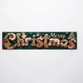 Christmas party banner with gingerbread style Merry Christmas text and Santa print - 30x120cm (With Rope) / SHF-004