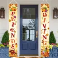 Friendsgiving Banner für die Haustür mit herbstlichen Kürbis- und Erntedekorationen - 30x150cm / SDL-006