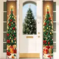 Festive pair of Christmas door banners featuring a decorated tree and gift box design. - Gift Box Christmas Tree Couplet (SDL-006)