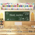 Striscione spagnolo bentornati a scuola con matite colorate per aula scolastica - Benvenuto Spagnolo (SHF-009)