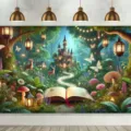 Fantasy magic forest fairy tale castle photography backdrop for kids room decoration - 95x75cm