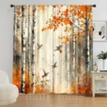 Cortina con estampado de bosque otoñal, patrón vintage de abedul, panel para ventana. - Pack de 2 / Estilo Bosque de Otoño (YD-CL006) / 66x91cm