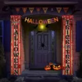Gruseliges Halloween-Banner-Set für die Veranda mit 'Trick or Treat' und 'Happy Halloween' - 30x150cm / SDL-008