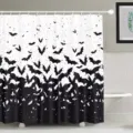 Black and white Halloween shower curtain with bat pattern for bathroom decoration - Single Shower Curtain 90x180cm / Style YL-009