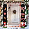 Weihnachts-Türbanner mit Zuckerstangen HO HO HO und JOY mit Weihnachtsmann und Schneemann - Stil SDL-010