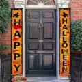 Set mit orangefarbenen Happy Halloween Bannern für die Haustürdekoration im Freien - 30x150cm / SDL-009