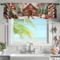Christmas kitchen valance gingerbread house candy cane window curtain holiday home decor - CM-010