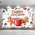 Weihnachts-Fotohintergrund mit festlichem Cookies und Kakao Lebkuchenmann-Motiv - Stil SBJ-001 / 95x75cm