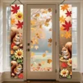 Herbst-Türbanner mit Eichhörnchen und Ahornblättern für die Erntedank-Dekoration - 30x150cm / SDL-010