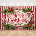 Festlicher Weihnachts-Fotohintergrund mit roten Streifen und Zuckerstangen - Stil SBJ-002 / 95x75cm